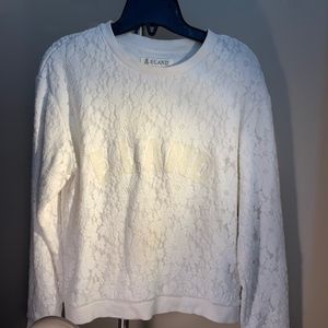 E-land White flower print sweater